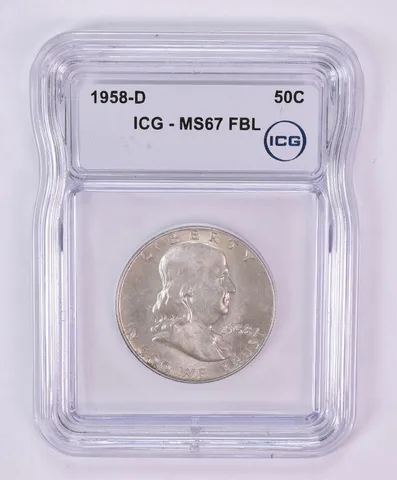 1958-D Franklin Half Dollar MS67 FBL ICG Beautiful Tone *1206