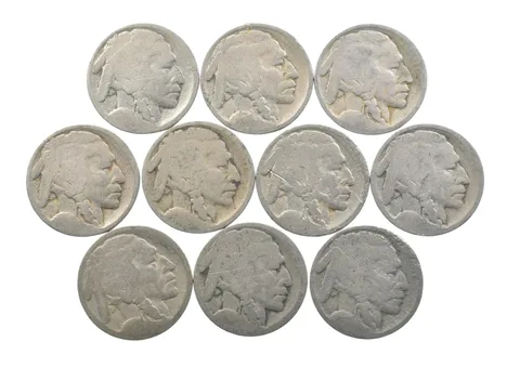 Lot 10 5c RAISED GROUND 1913 Buffalo Nickels First Year Issue! May be P/D/S *625