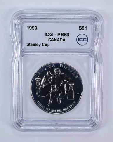 1993 Canada 1 Dollar Silver Stanley Cup PR69 ICG