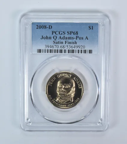 2008-D Presidential $1 John Q Adams Satin Finish SP68 PCGS