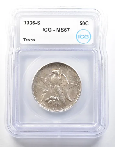1936-S Texas Commemorative Half Dollar MS67 ICG a0133