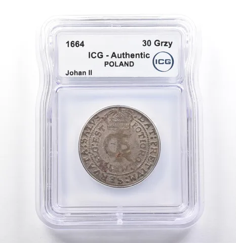 1664 Poland 30 Groszy Johan II Authentic ICG *9862