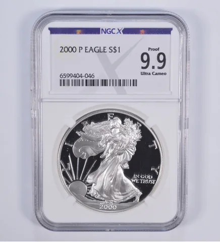 2000-P American Silver Eagle Proof 9.9 NGC X NGCX - Almost PERFECT