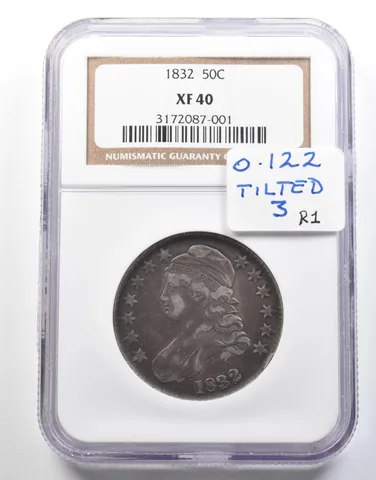 1832 Capped Bust Half Dollar XF40 NGC O-122 Tilted 3 R1 a4029