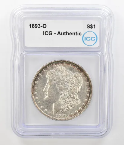 1893-O Morgan Silver Dollar Authentic ICG Peripheral Tone *4530
