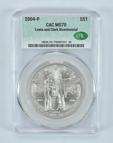 2004-P Lewis & Clark Commemorative Silver Dollar MS70 CAC CACg