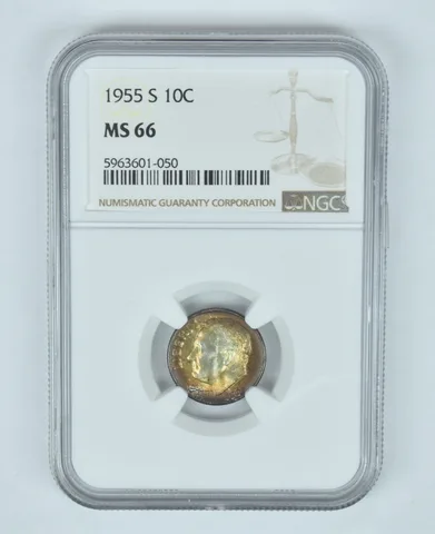 MS66 1955-S Roosevelt Dime - Graded NGC Toned! a9027