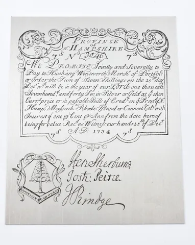 1734 7 Shillings New Hampshire Colonial Currency Silver Plate 59.8g *3276