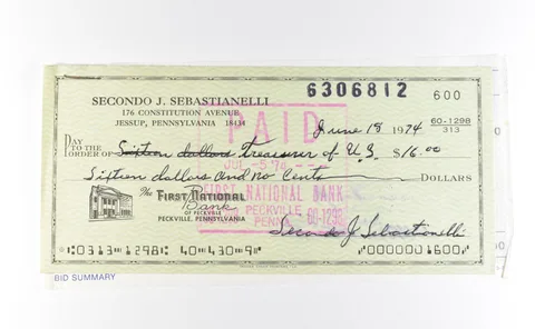 1974 $16 Check GSA Morgan Dollar CC Purchase Receipt *9792