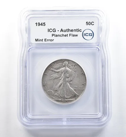 1945 Walking Liberty Half Dollar Mint Error Planchet Flaw Authentic ICG *3580