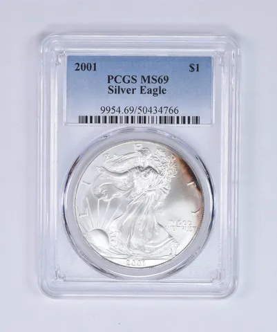 2001 American Silver Eagle MS69 PCGS Peripheral Tone *8035
