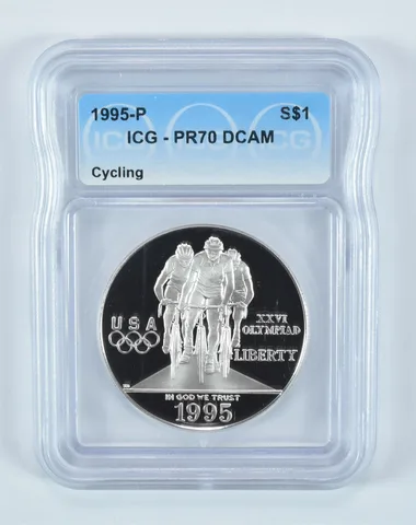 1995-P Olympic Cycling Commemorative Silver Dollar PR70 DCAM ICG