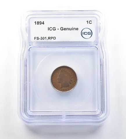 1894 Indian Head Cent FS-301 RPD Genuine ICG *0651