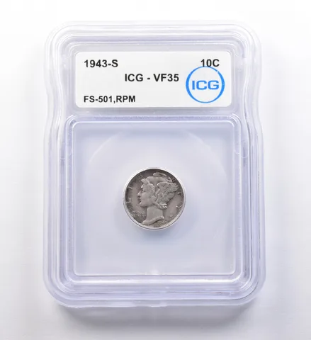 1943-S Mercury Dime FS-501, RPM VF35 ICG *9701