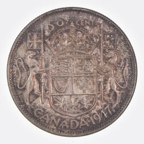 Better Date - 1947 Canada 50 Cents World Coin- Silver *493