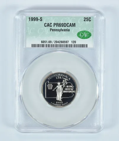 1999-S Washington State Quarter Pennsylvania PR69 DCAM CAC CACg