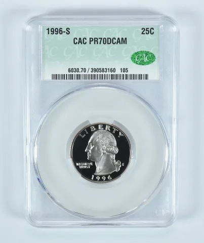 1996-S Washington Quarter PR70 DCAM CAC CACg