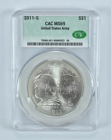 2011-S United States Army Commemorative Silver Dollar MS69 CAC CACg