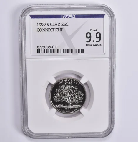 1999-S CLAD Washington Quarter Connecticut Proof 9.9 NGC X NGCX