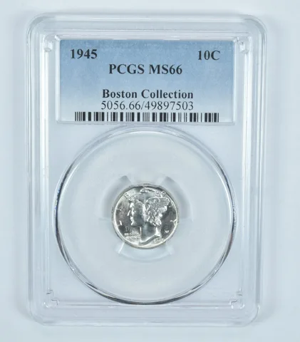 1945 Mercury Dime Boston Collection MS66 PCGS Blue Label