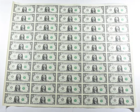 Lot (50) 2017 $1 New York NY FRN Uncut Sheet a8579