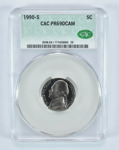 1990-S Jefferson Nickel PR69 DCAM CAC CACg