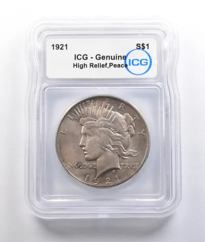 1921 Peace Silver Dollar High Relief Genuine ICG *6949