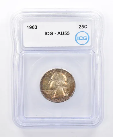 1963 Washington Quarter AU55 ICG Beautiful Tone *8736