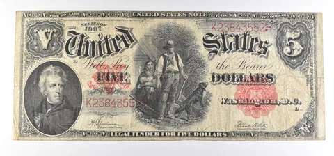 1907 $5 Woodchopper Legal Tender Large Note Red Seal FR#91 *0788