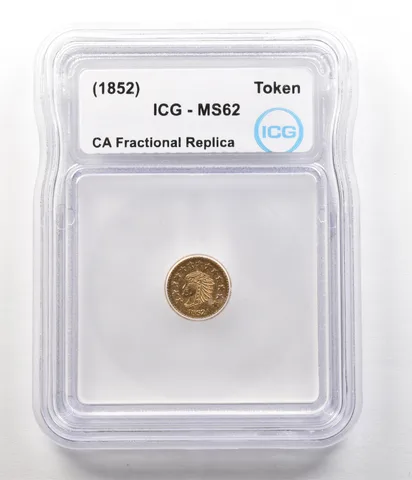 (1852) California Fractional Gold Token Indian Head 1/2 Dollar MS62 ICG a4935