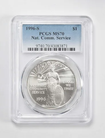 1996-S Community Service Commemorative $1 MS70 PCGS Blue Label
