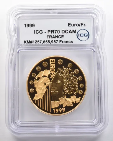 1999 France 655.957 Francs Gold Europa Euro PR70 DCAM ICG *4208