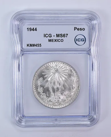 1944 Mexico Peso KM#455 MS67 ICG