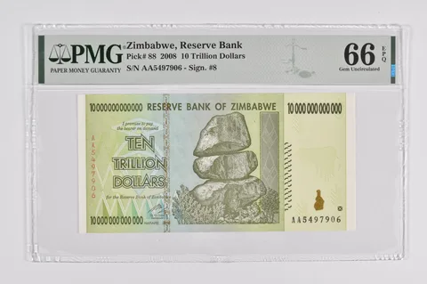 2008 Zimbabwe 10 Trillion Reserve Note Pick #88 PMG 66 EPQ PMG Graded