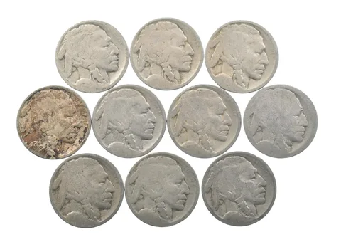 Lot 10 5c RAISED GROUND 1913 Buffalo Nickels First Year Issue! May be P/D/S *628