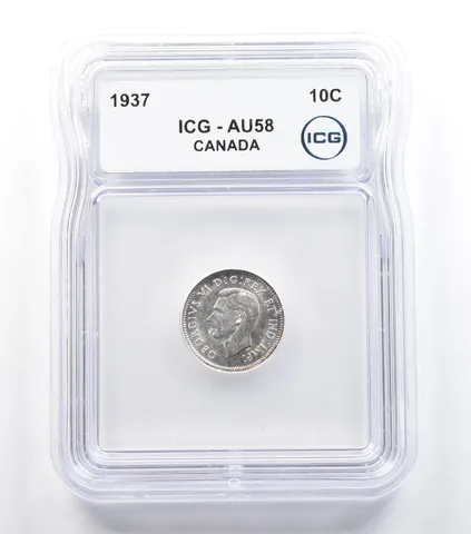 1937 Canada 10 Cents AU58 ICG *5686
