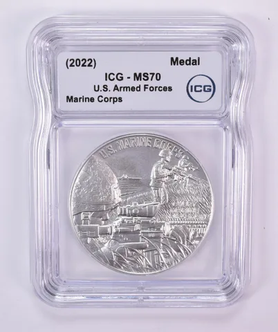 (2022) US Armed Forces Medal Marine Corps 1 Oz Silver MS70 ICG