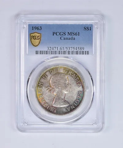1963 Canada 1 Dollar Silver MS61 PCGS Beautiful Tone *8034