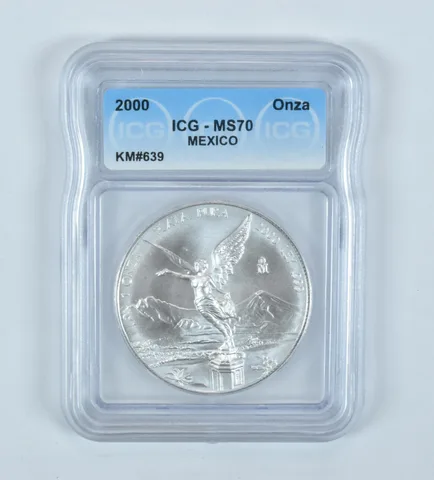 2000 Mo Mexico 1 Onza Silver Libertad MS70 ICG