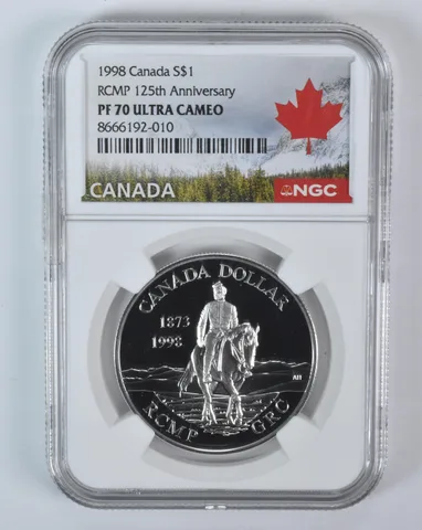 1998 Canada 1 Dollar Silver RCMP 125th Anniversary PF70 UCAM NGC Canada Label