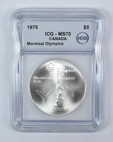 1975 Canada 5 Dollars Silver Montreal Olympics Marathon MS70 ICG