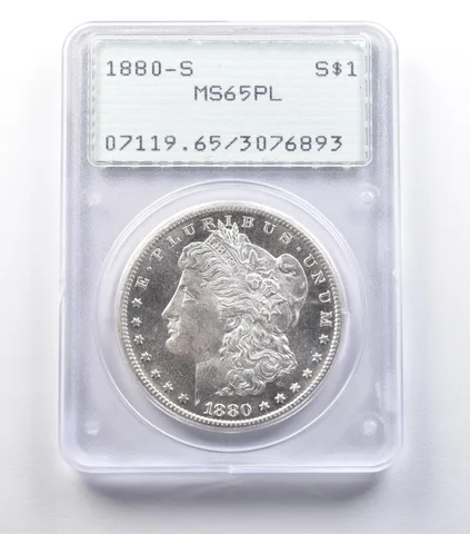 1880-S Morgan Silver Dollar MS65 PL PCGS Rattler *9558