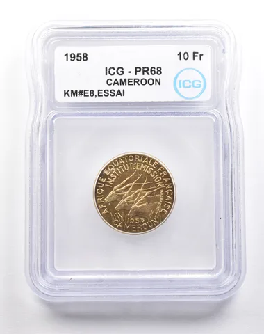 1958 Cameroon 10 Francs KM#E8 Essai PR68 ICG *5507