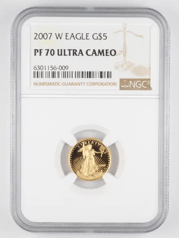 2007-W $5 American Gold Eagle 1/10 Oz Gold PF70 UCAM NGC