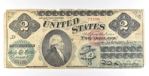 1862 $2 Legal Tender Large Note Red Seal *5619