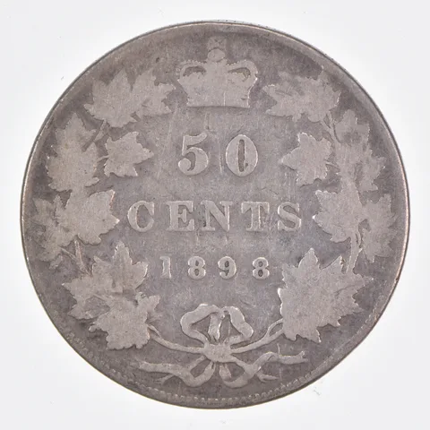 Better Date - 1898 Canada 50 Cents World Coin- Silver *459