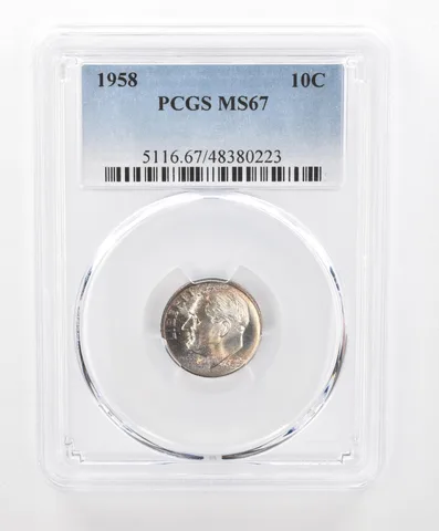 1958 Roosevelt Dime MS67 PCGS Beautiful Tone *2786