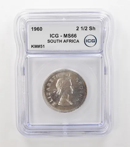 1960 South Africa 2 1/2 Shilling KM#51 MS66 ICG Beautiful Tone Reverse *6886