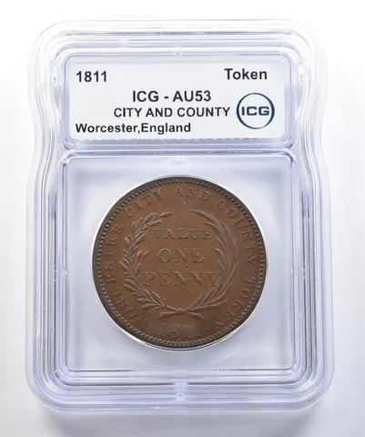 1811 Great Britain Half Penny Token Worcester City And County AU53 ICG *7794