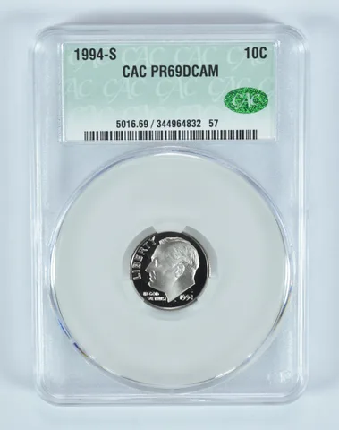 1994-S Roosevelt Dime PR69 DCAM CAC CACg